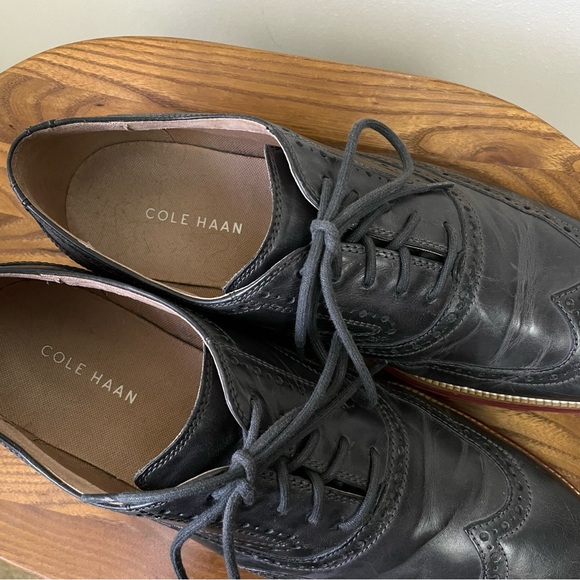 Cole Haan Charcoal Perforated Leather Wingtip Oxford Shoes - Picture 8 of 9